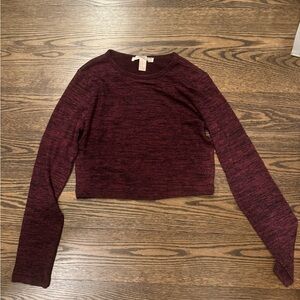 Forever 21 Burgundy Long Sleeve Crop Top